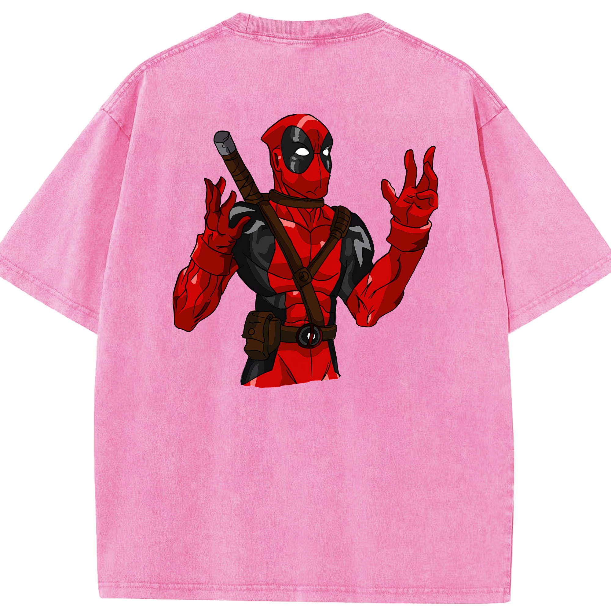 （画像用） Deadpool デッドプール 綿100% ヴィンテージ風 半袖Tシャツ（背面プリント）